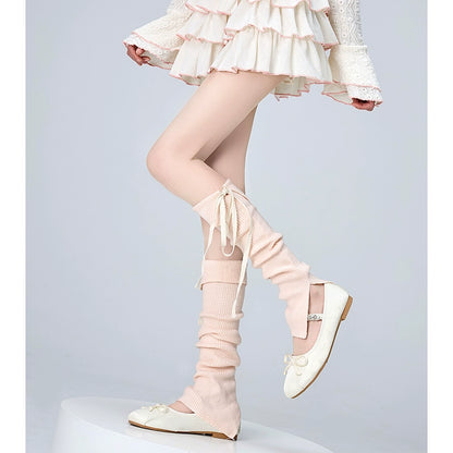 Kawaii Leg Sleeves Sweet Knitted Leg Covers Socks (Pink / F) 36530:535916