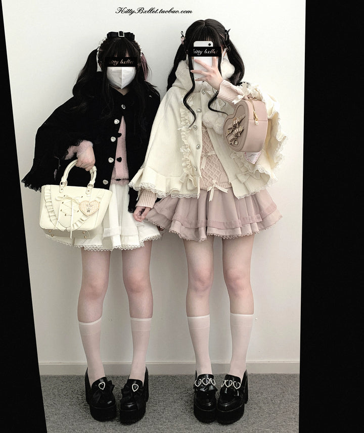 Sweet Style Winter Hooded Cape, Heart Rhinestone 42542:783464