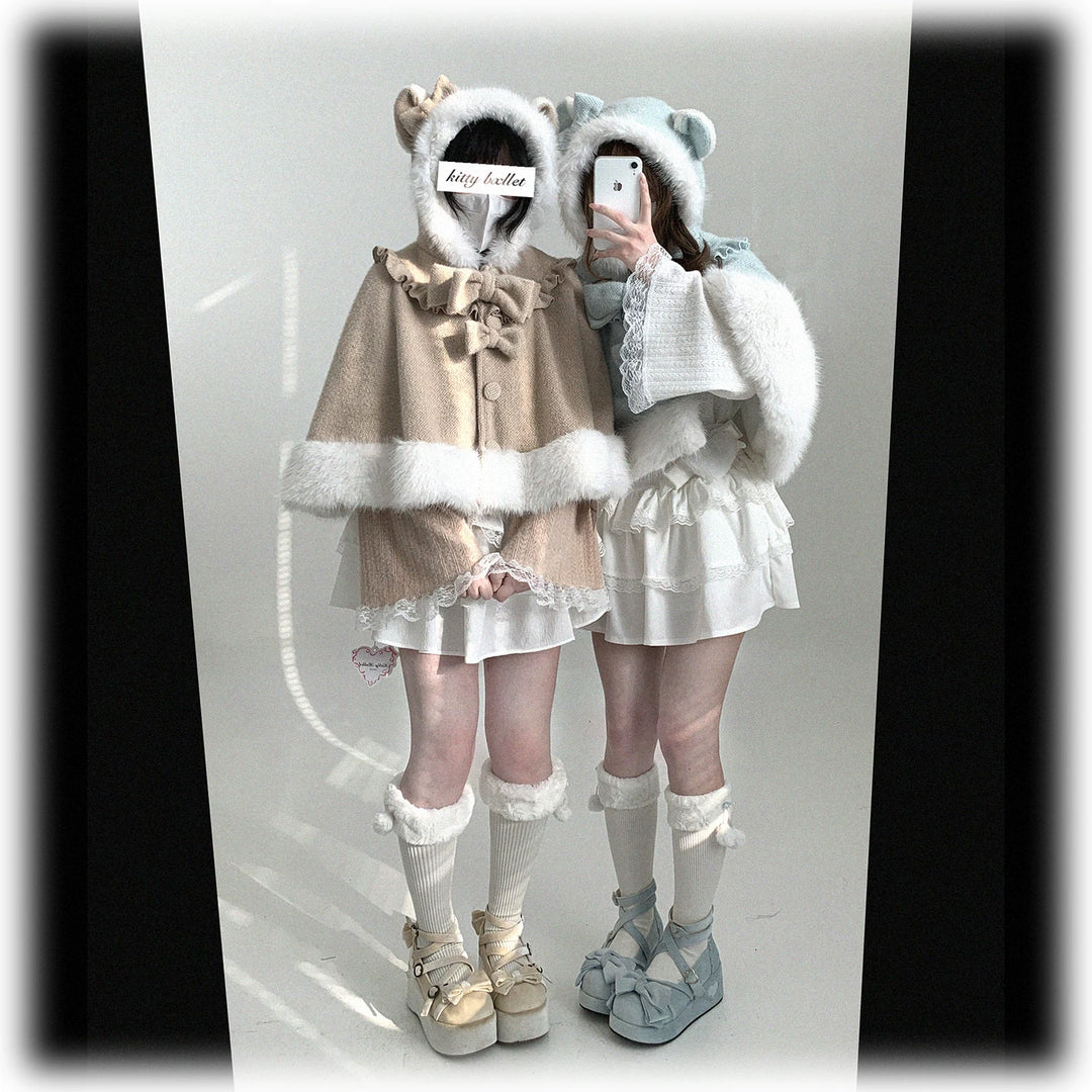 Cat-Ear Hooded Cape, Detachable Bows 44472:810559