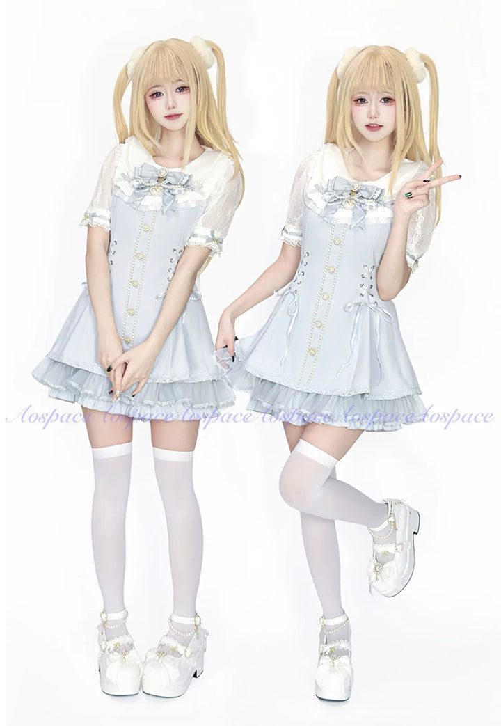 Jirai Kei Platform Shoes, Detachable Pearl-Like Chain 44929:828518