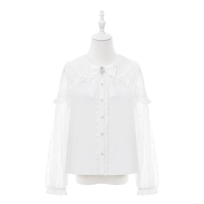 Ryousangata White Lace Blouse & High Waist Skirt (L M S) 45579:853612