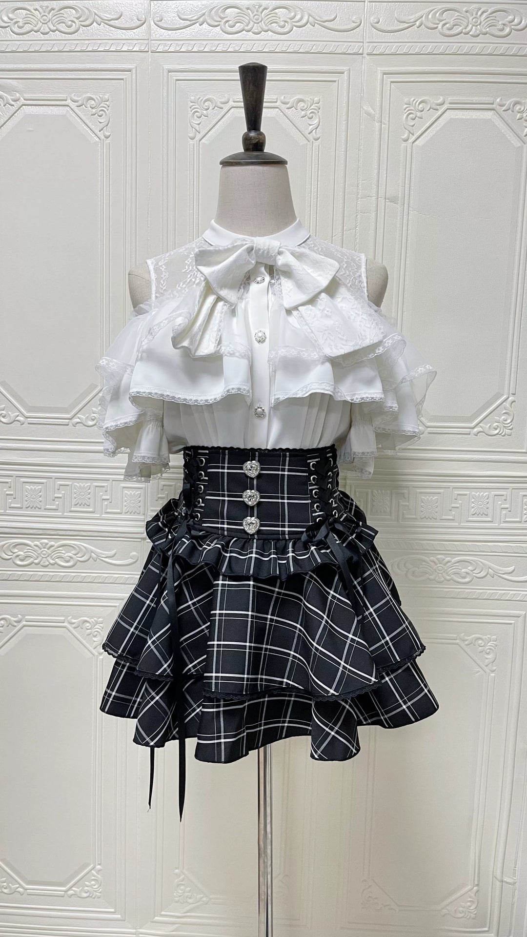 Solid Ryousangata Blouse, Lace Open-shoulder (L M S XL) 44164:801569