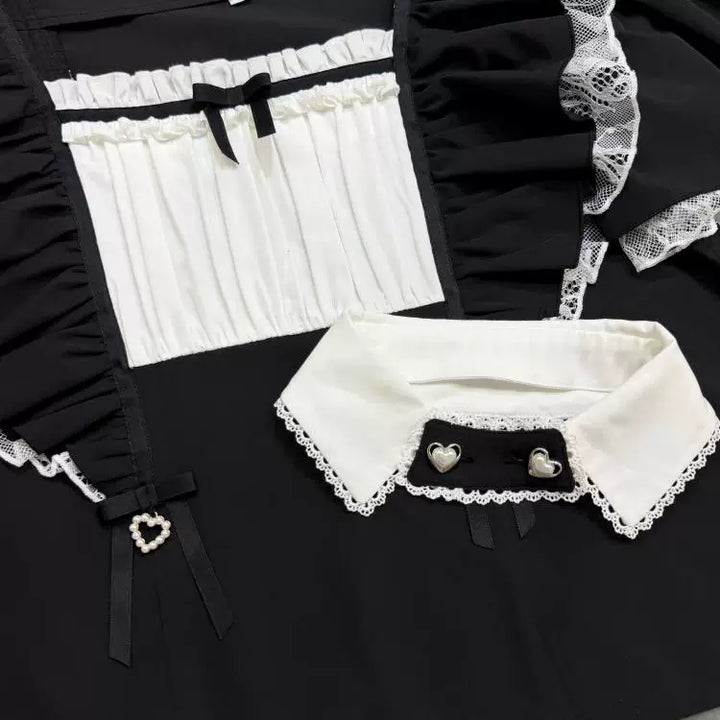 Jirai Kei Open-Shoulder Blouse, Detachable Collar 45844:865682