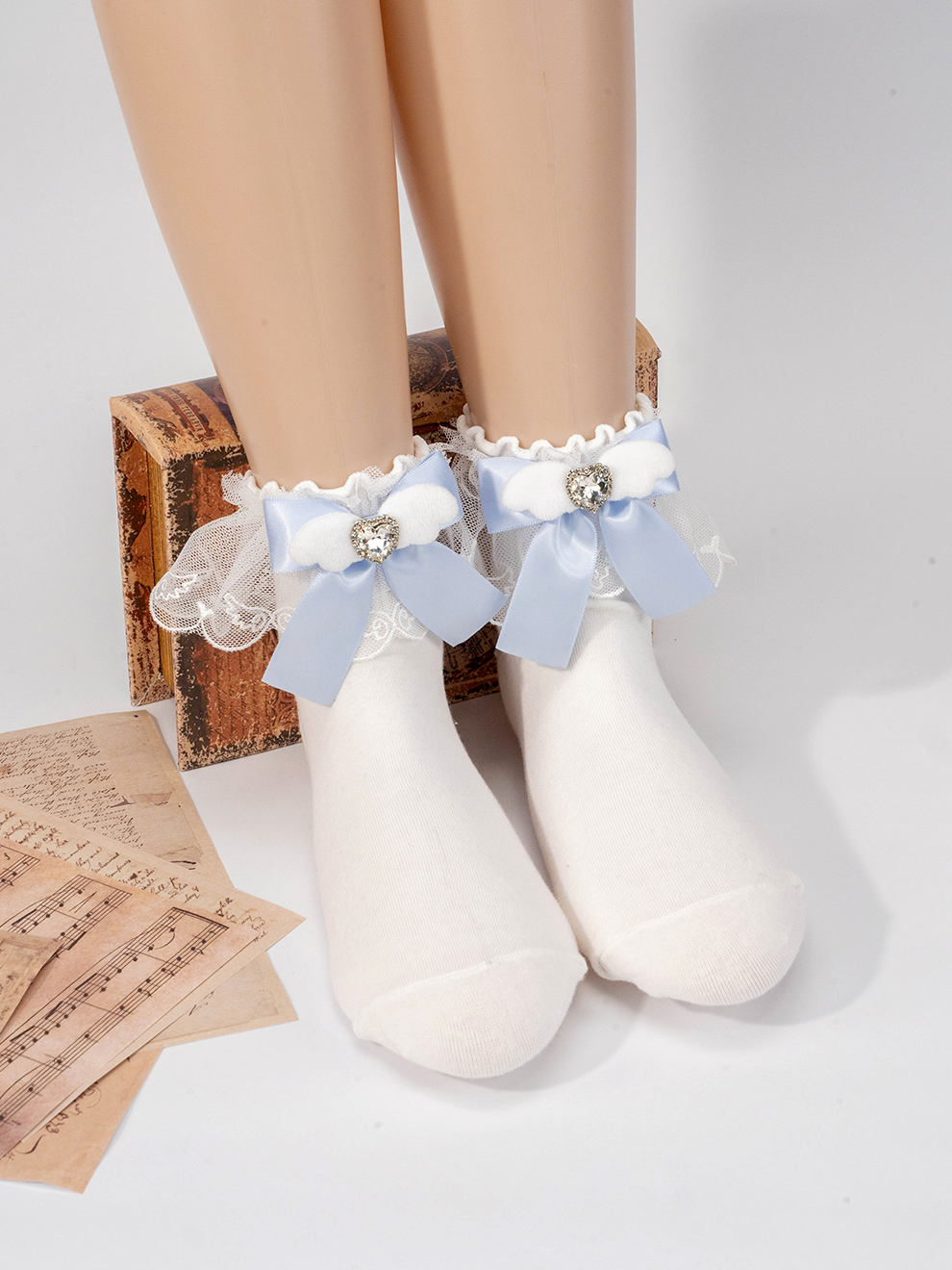 Jirai Kei Socks Rhinestone Lace Socks Lolita Mid-calf Socks 35290:487750 35290:487750