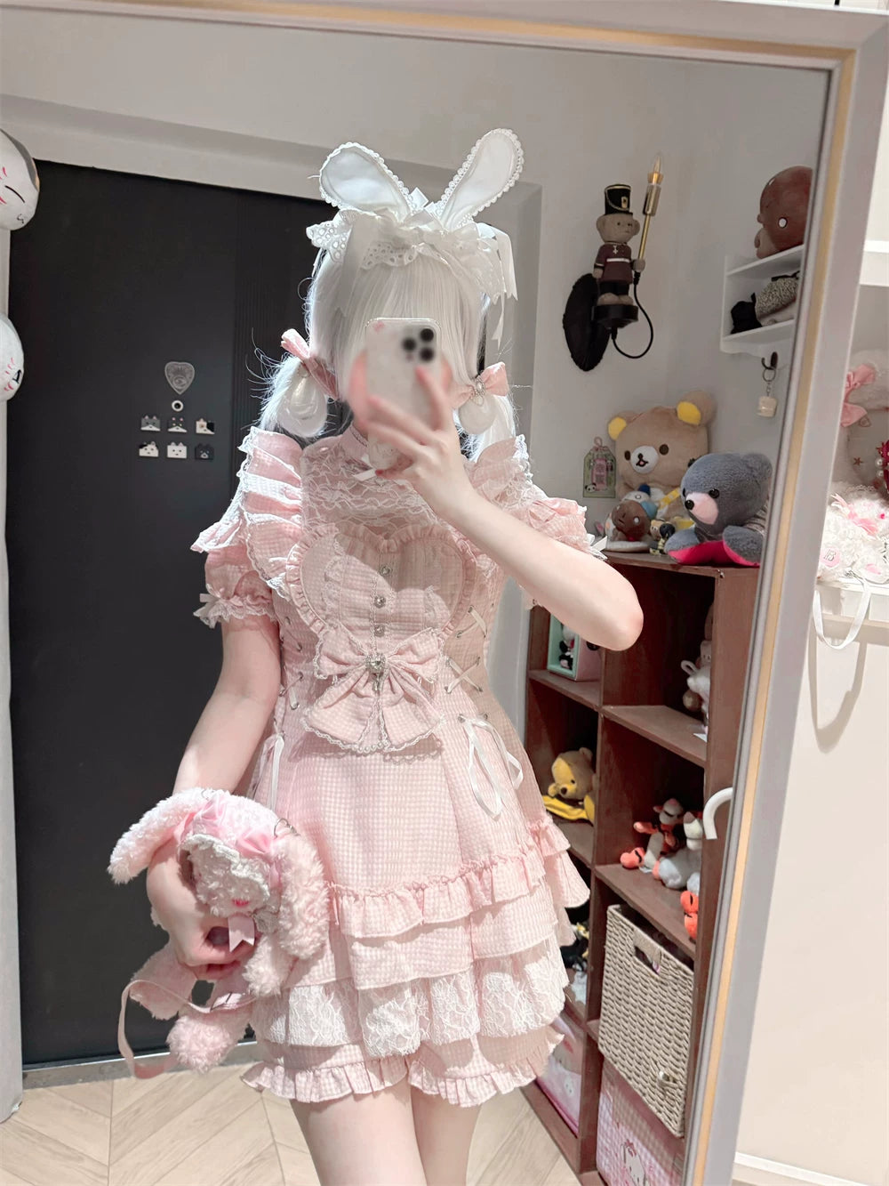 Ryousangata Dress and Shorts Set, Heart & Lace 45812:862903