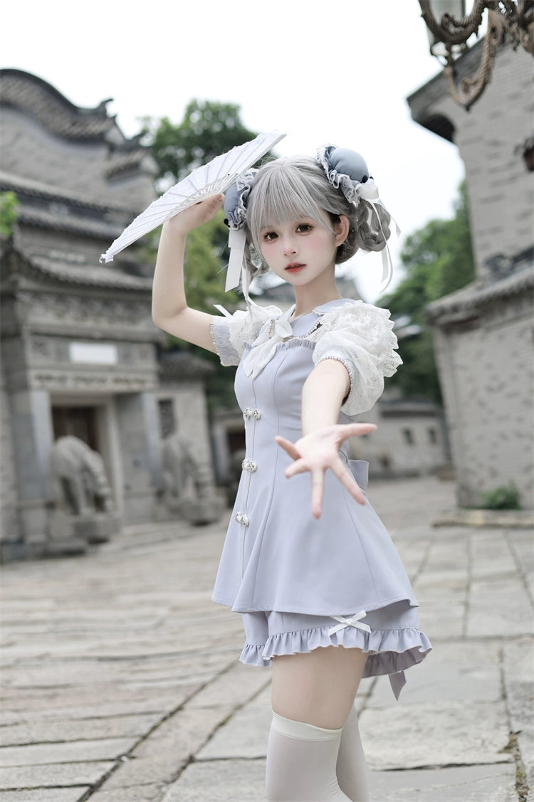 Jirai Kei Set Up Petal Collar Dress Chinese Style Outfit 37120:551918