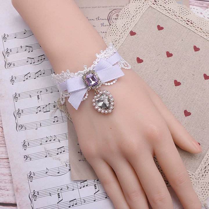 Ryousangata Heart Rhinestones Necklaces and Wrist Pieces 45072:838584