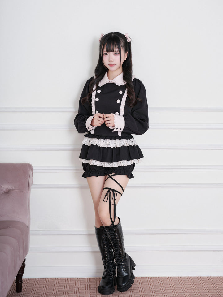 Jirai Kei Double-Breasted Top, Tiered Skort 45931:871203