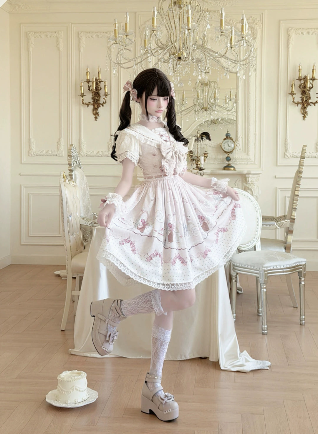 Ryousangata Dress Set, Bunny and Strawberry Dessert Prints (2XL 3XL L M S XL) 44783:836137