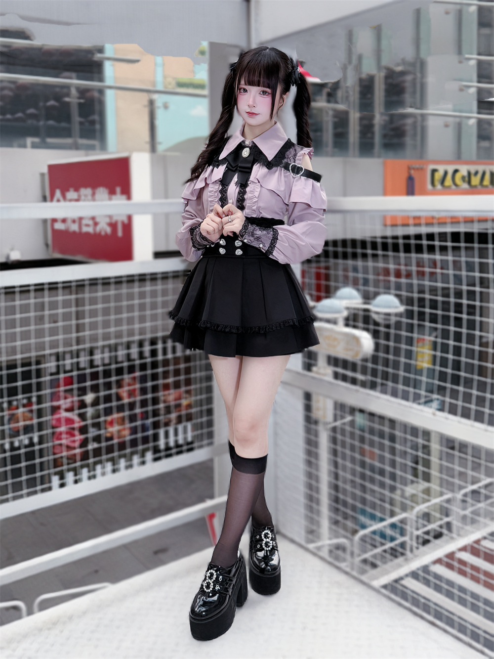 Lace-trimmed Jirai Kei Blouse, Multiple Colors 43878:788243