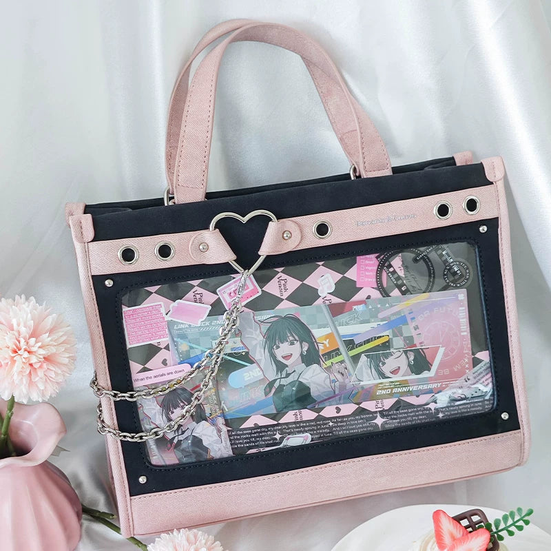 Japanese-Style Boxy Shape Ita Bag, Detachable Chain 45417:847849