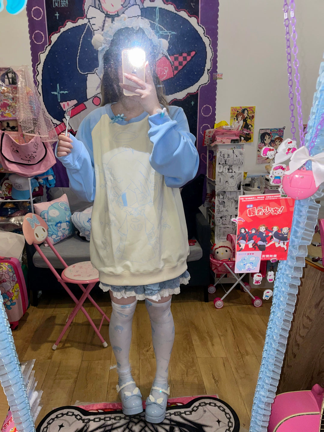 Kawaii Aesthetic Sweatshirt Anime Pattern Hoodie (L M / White) 33996:474328 (L M / White) 33996:474328