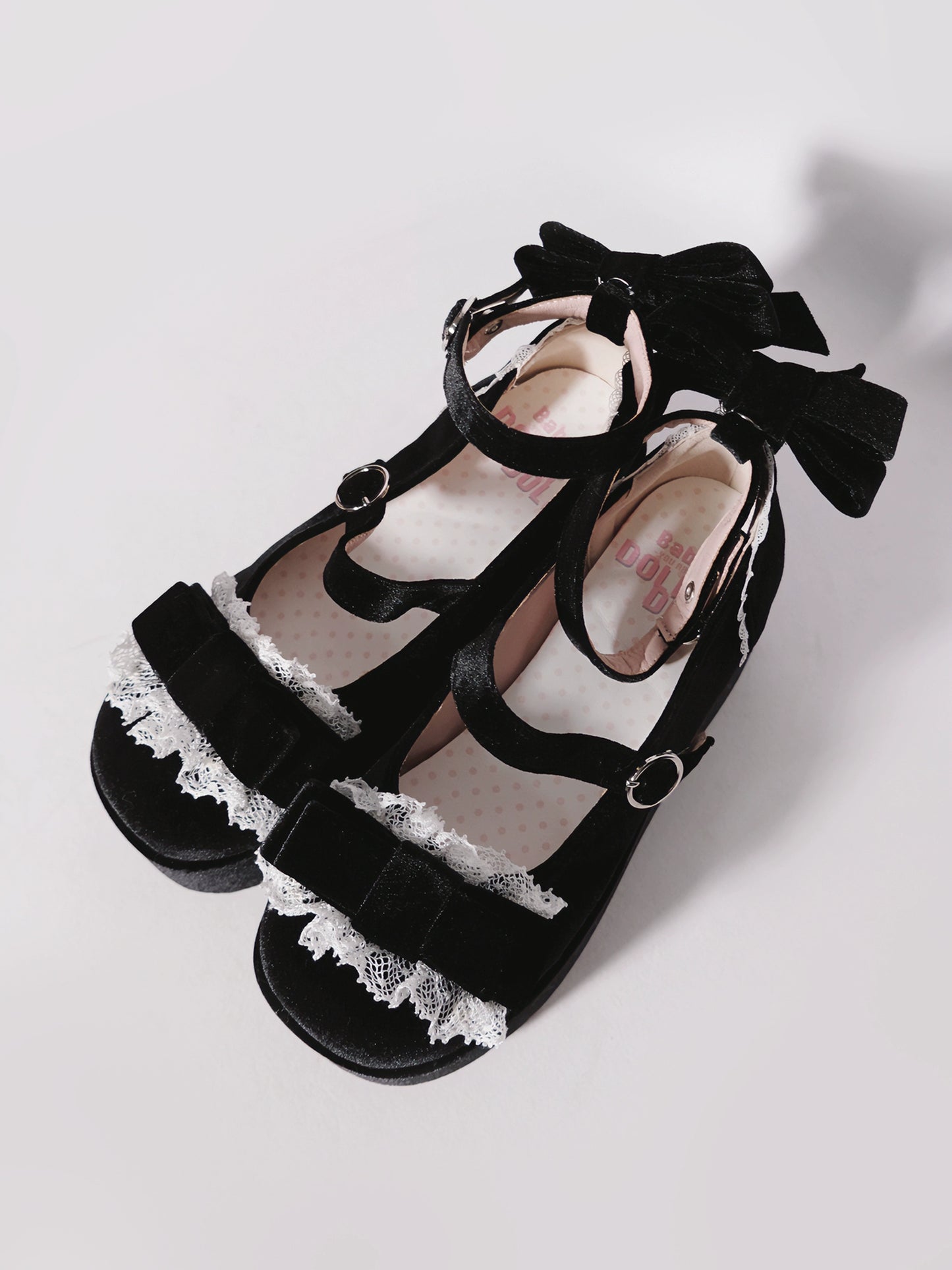 Lolita Shoes Round-Toe Platform Shoes With Velvet Bow 37132:552686