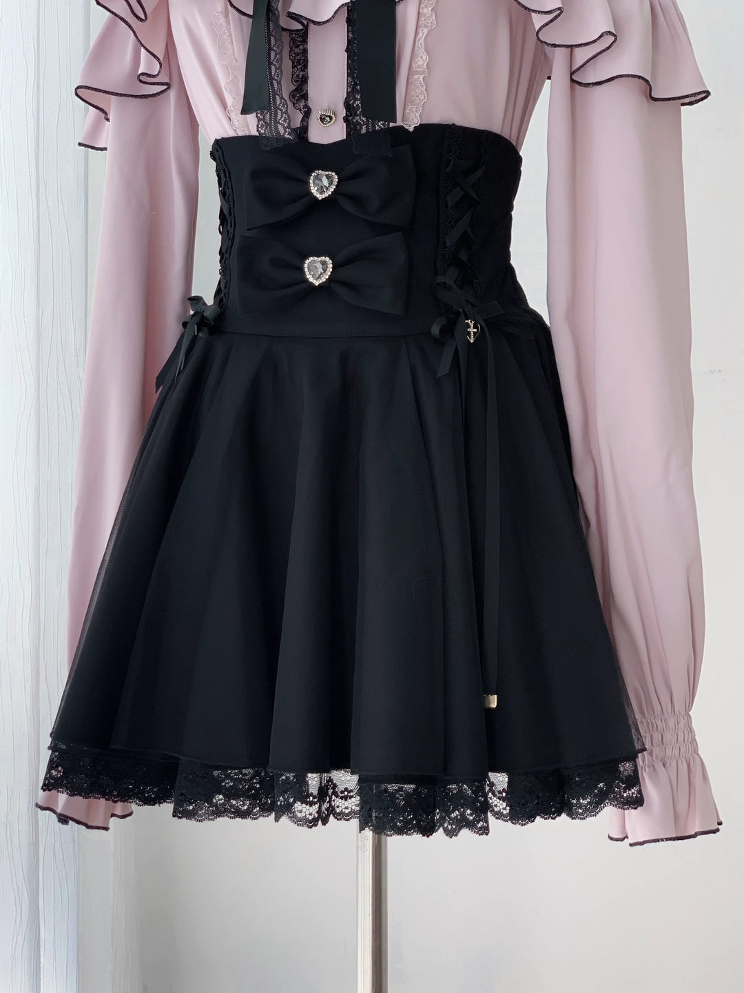 Seiso Kei Pink Blouse & Mermaid Skirt, Lace & Ruffles (L M S) 45933:870768