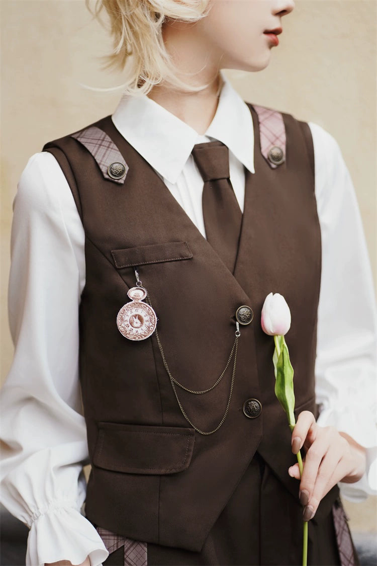 Vintage Ouji Lolita Outfit, Detective-Inspired (Vest / L M S) 42714:782959