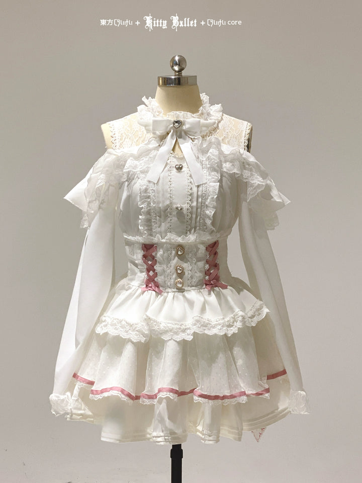 Ryousangata High-waist Skirt, Tiered Hem 44003:792836