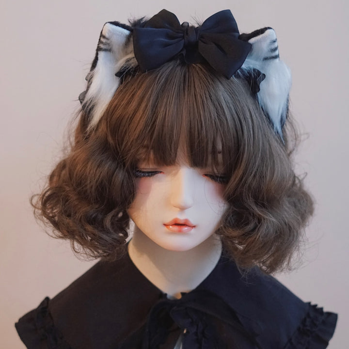 Lolita Headwear Handmade Cat Ears Hairband Black White Bow (4) 28946:332770 (4) 28946:332770