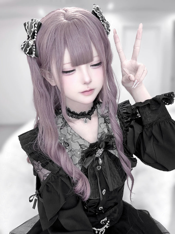 Jirai Kei Long Sleeve Blouse, Lace Open-Shoulder 44588:815059