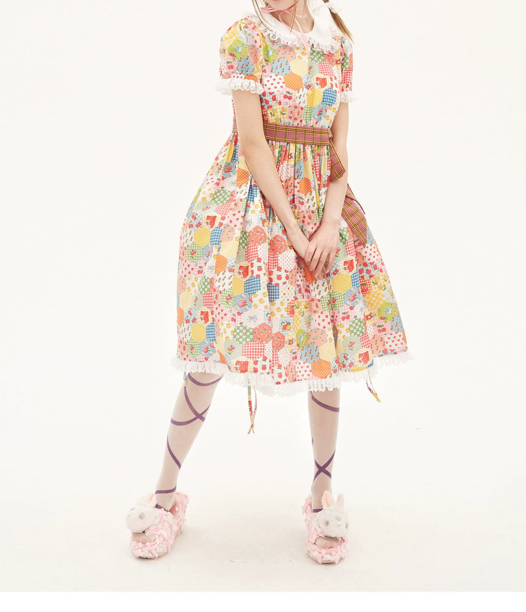 Sweet Lolita Dress Kidcore Floral Dress Drawstring Dress 36156:543116 36156:543116