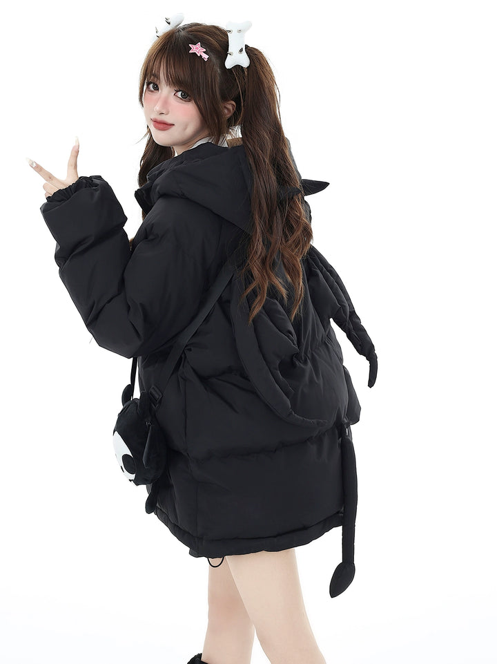 Yami Kawaii Coat Plu Size Cotton Coat Winter Black Jacket 39554:637068