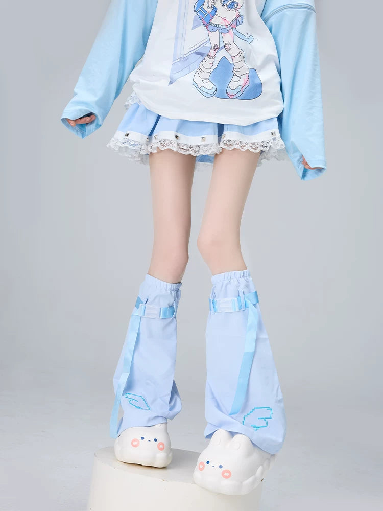 Tenshi Kaiwai Flared Leg Warmers, Wing Embroidery 45465:851462