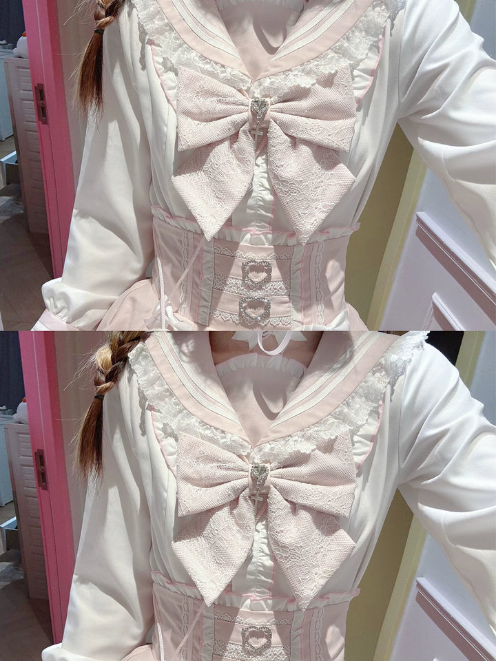 Ryousangata Sailor Collar Blouse, High-Waist Skirt 44752:821892
