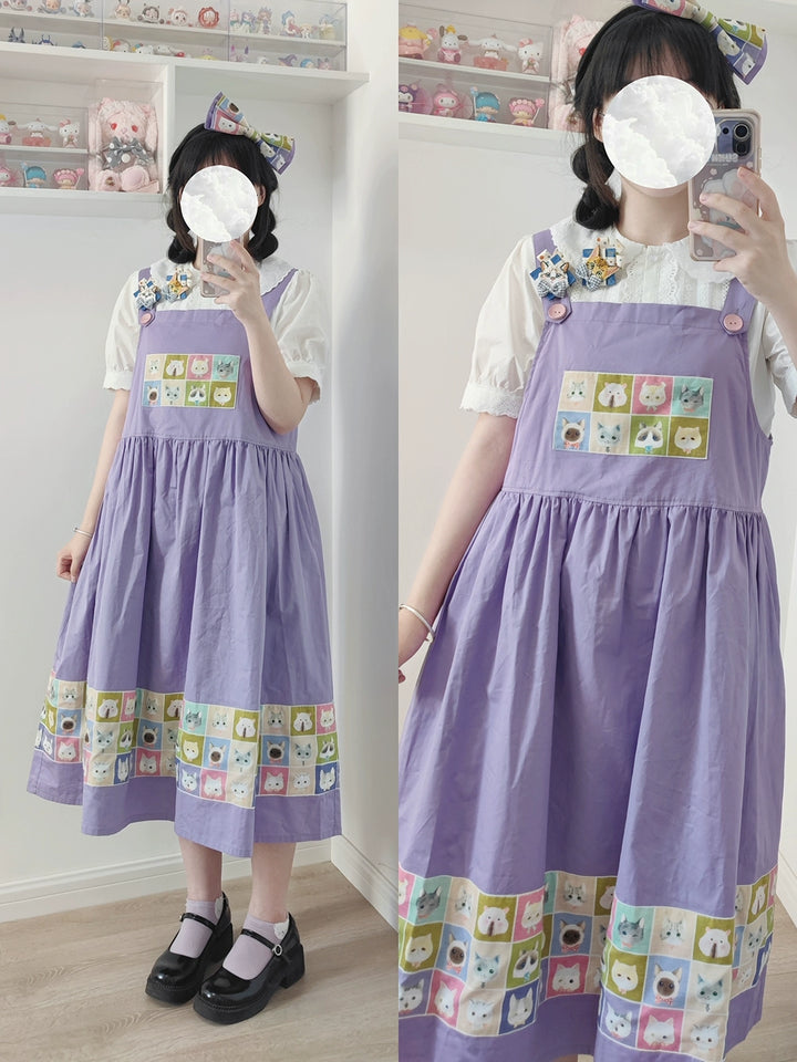 Kawaii Blue Purple Dress Summer Maxi Dress 22666:345058 22666:345058