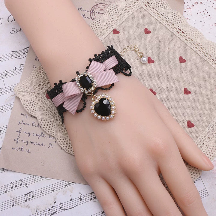 Ryousangata Heart Rhinestones Necklaces and Wrist Pieces 45072:838581