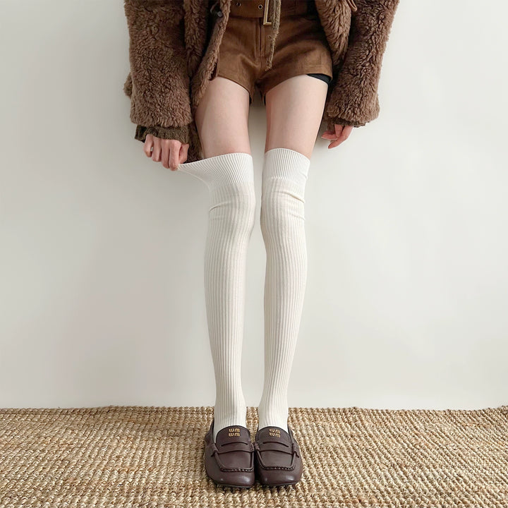 Japanese Style Solid Socks, Calf and Over-knee Styles 44076:795787