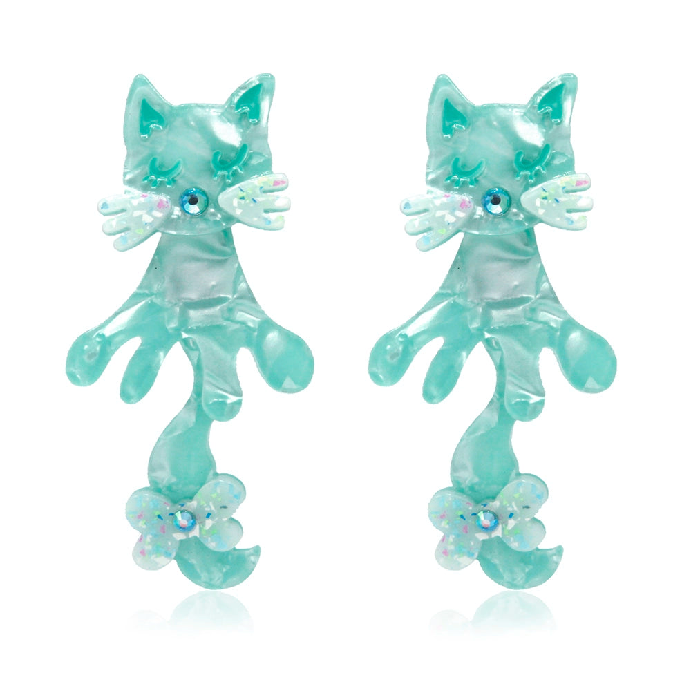 Fairy Kei Yellow And Blue Earrings Acrylic Cat Accessories 31694:373324 31694:373324