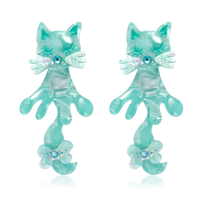 Fairy Kei Yellow And Blue Earrings Acrylic Cat Accessories 31694:373324 31694:373324