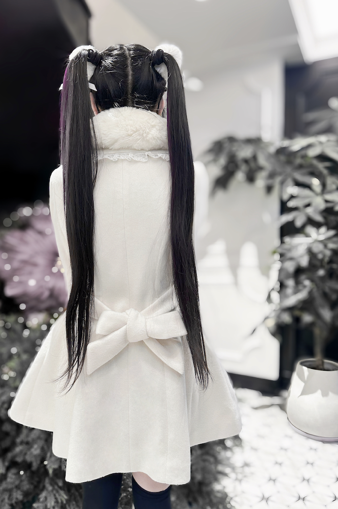 Fluffy Trim Ryousangata Winter Coat, Rhinestone Accents 44200:800815