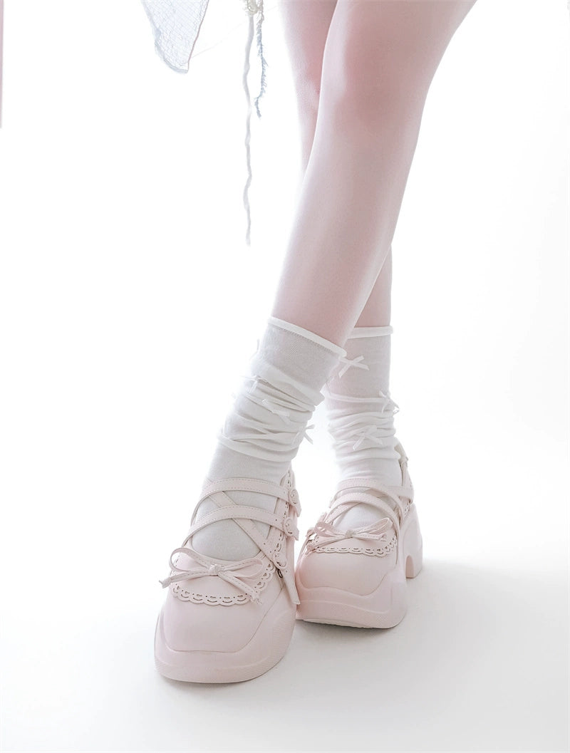 Kawaii Platform Sneakers, Adjustable Buckle, Premium Leather 43350:774167