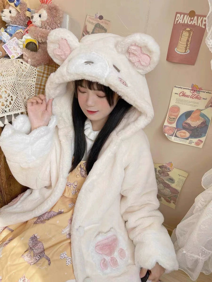 Lolita Plush Coat Bear Thick Cute Coat For Winter 32624:493338 32624:493338