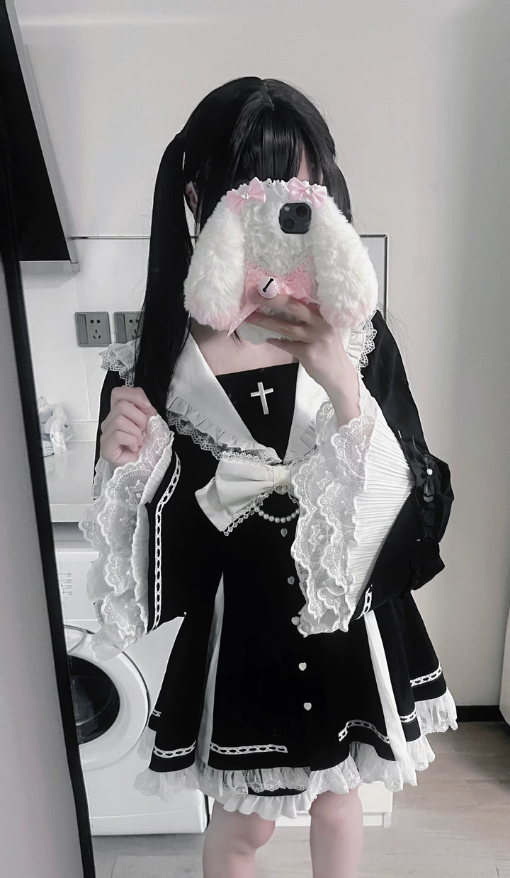 Jirai Kei Hime Sleeves Dress, Pocketed Shorts 44215:808491