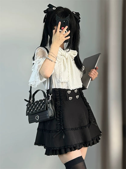 Jirai Kei Pantskirt High-Waisted Skirt Pants Slimming Skirt (L M S XL / Black) 37854:573178
