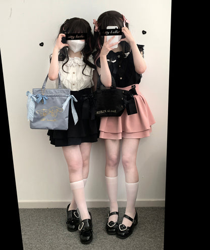 Jirai Kei Skirt Double Layer Puff Skirt with Bow 36770:534658