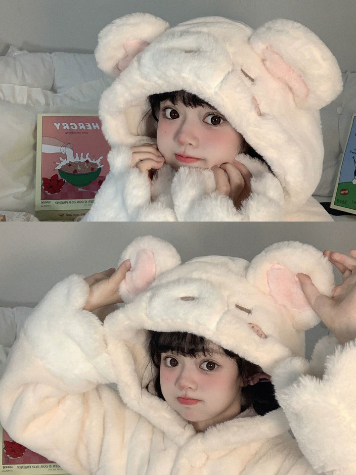 Lolita Plush Coat Bear Thick Cute Coat For Winter 32624:493384 32624:493384