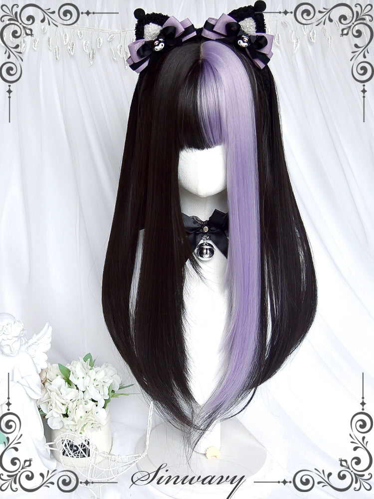 Jirai Kei Lolita Black And Purple Long Straight Wig 22038:318316