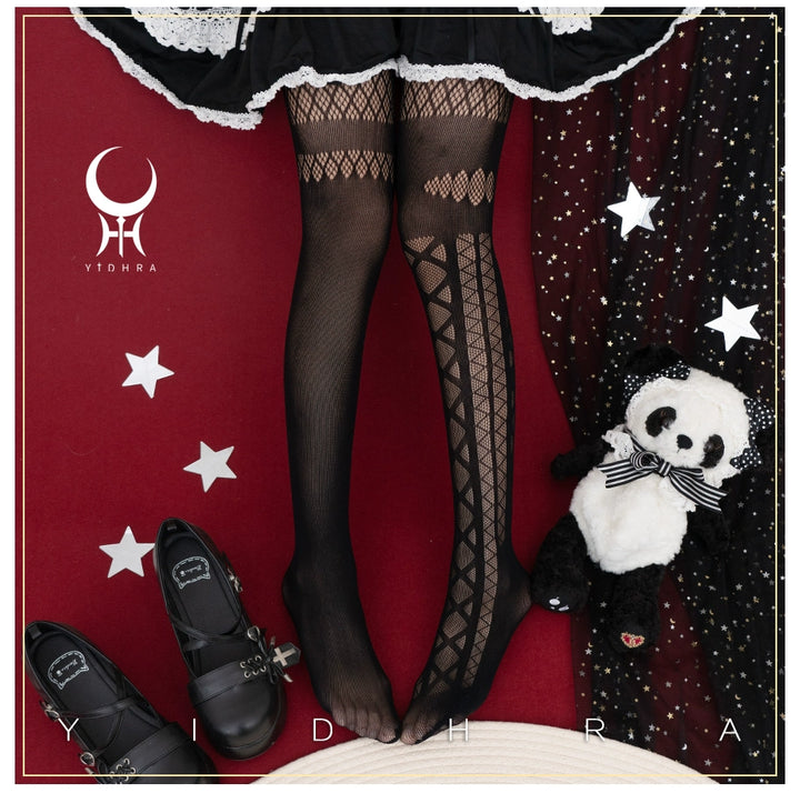 Lolita Black White Stocking Halloween Gothic Mesh Stockings 32136:381852 32136:381852