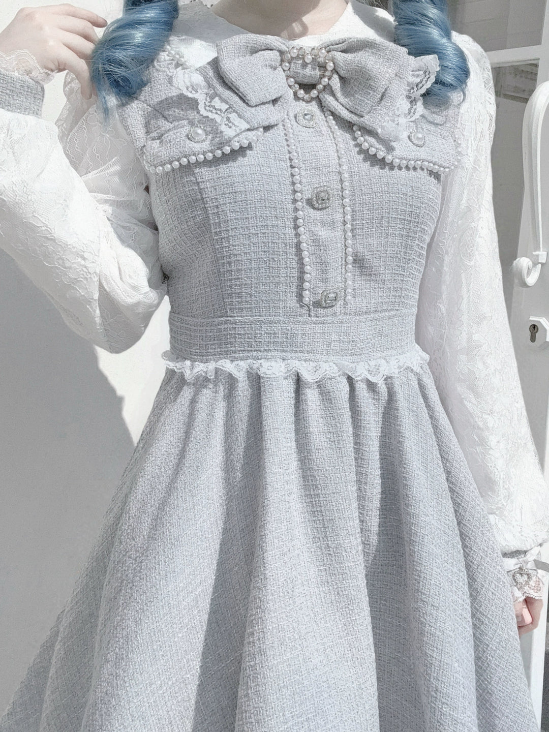 Ryousangata One-Piece Dress, Lace and Tweed 44015:792794