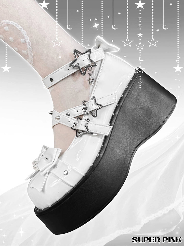 Punk Shoes Round-Toe Platform Shoes Rivet Y2K Shoes 38054:603390