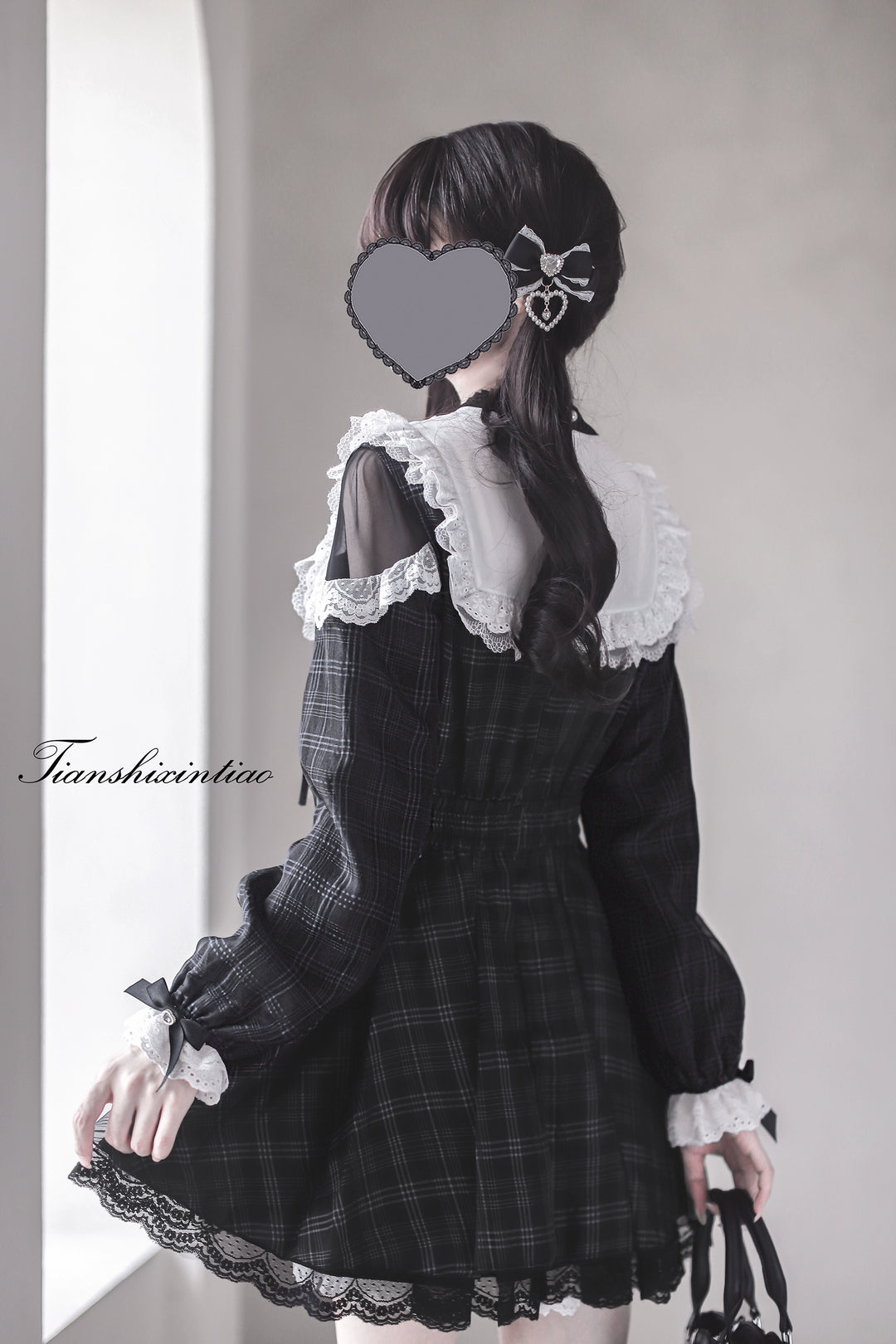 Plaid Jirai Kei Set-Up, Voile Layered Dress 43757:784687