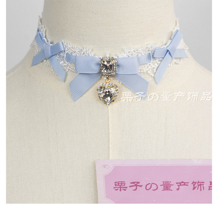Jirai Kei Lace Choker, Detachable Faux Pearl Necklace 44010:793233