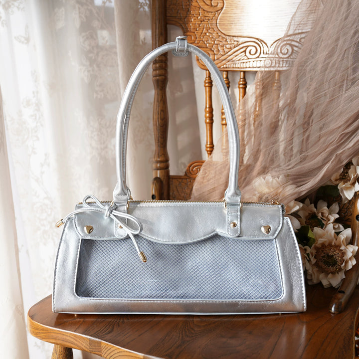 Vintage Baguette Itabag, Detachable Crossbody Shoulder Strap (Silver) 45413:848829