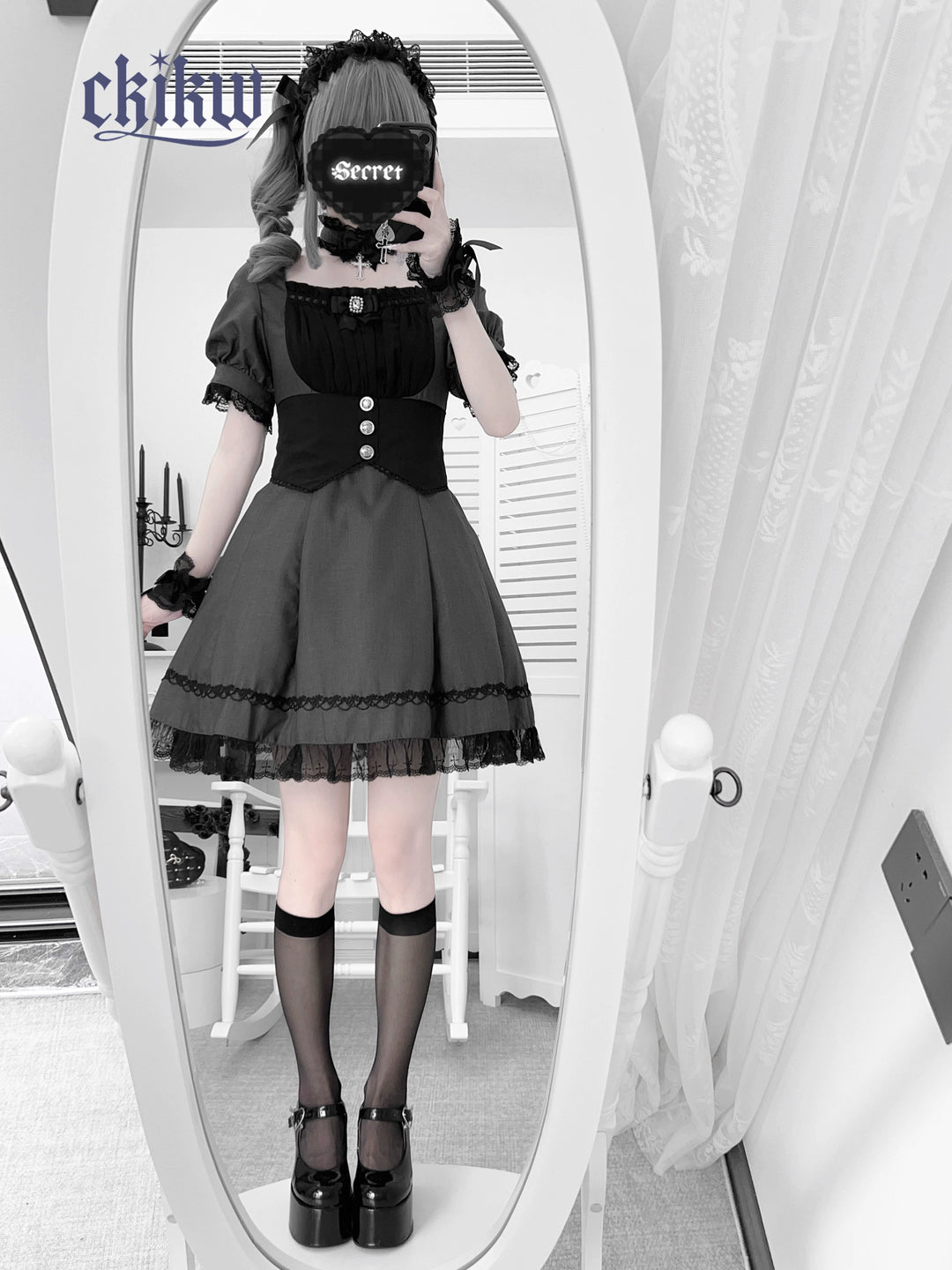 Maid Style Jirai Kei Dress Outfit, Macthing Accessories 43681:782689