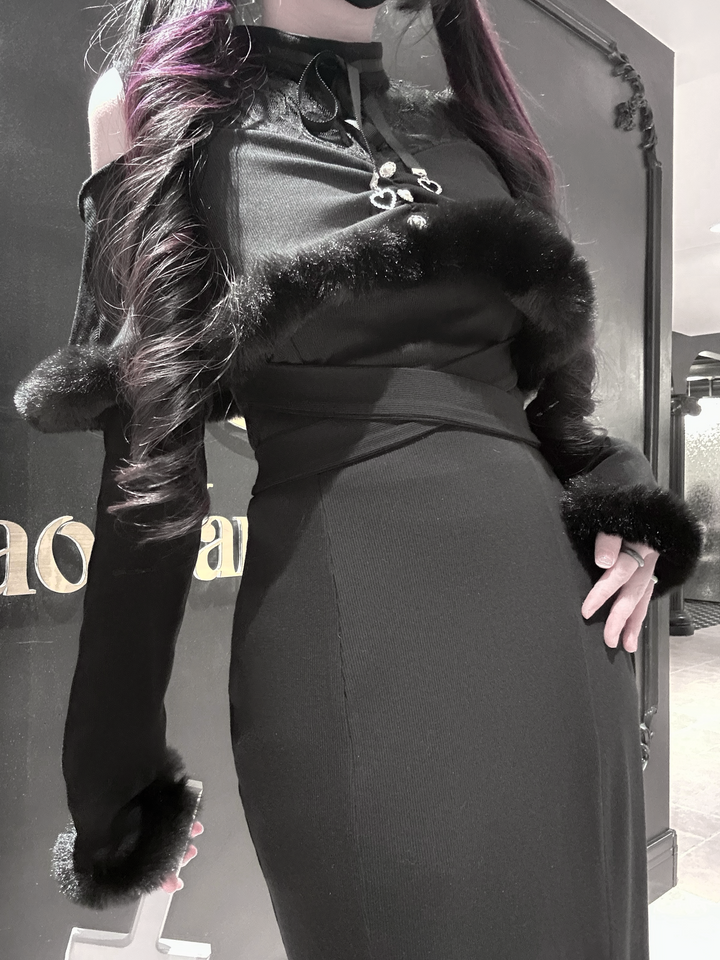 *针织长裙*虚拟天国原创设计量产型蕾服清楚系鱼尾裙日系露肩宅萌 44000:797380