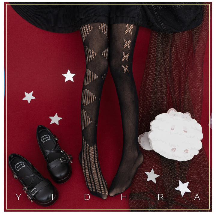 Lolita Black White Stocking Halloween Gothic Mesh Stockings 32136:381846 32136:381846