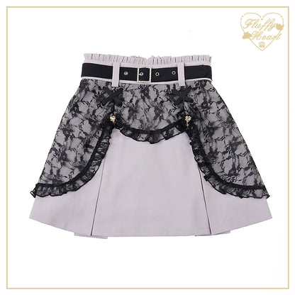 Jirai Kei Black Purple Skirt With Double Layer 21940:350812