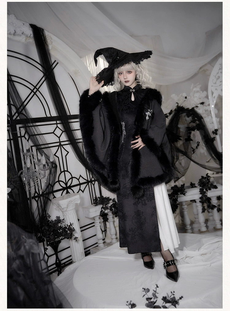 Gothic Lolita Cape Vibrant Hooded Coat Winter Fleece Cloak 40298:707518